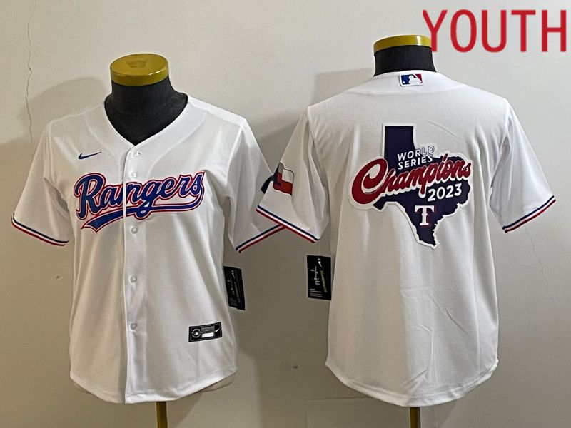 Youth Texas Rangers Blank White Game Nike 2023 MLB Jersey style 2